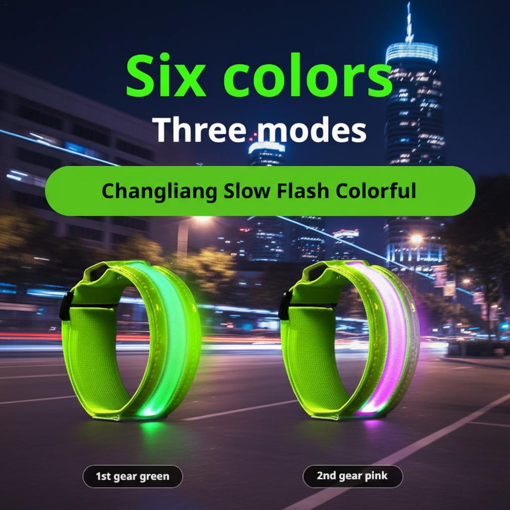 Cycling Visibility Gear - LED Reflective Armband Safety Strap High