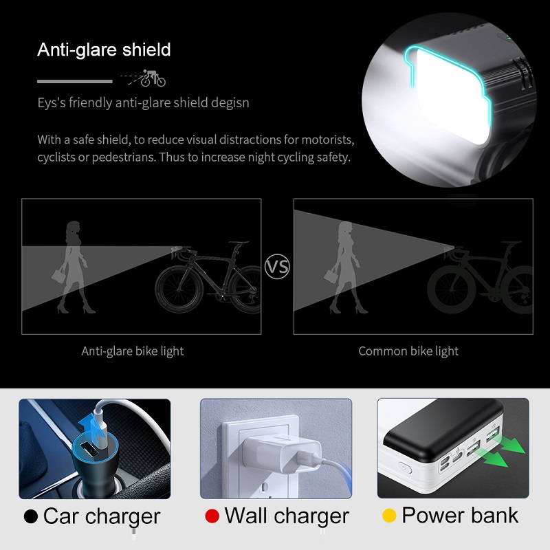 6-12 LEDs Bicycle Light Max 50 - Cycling Gear Charging Station 评论和价格