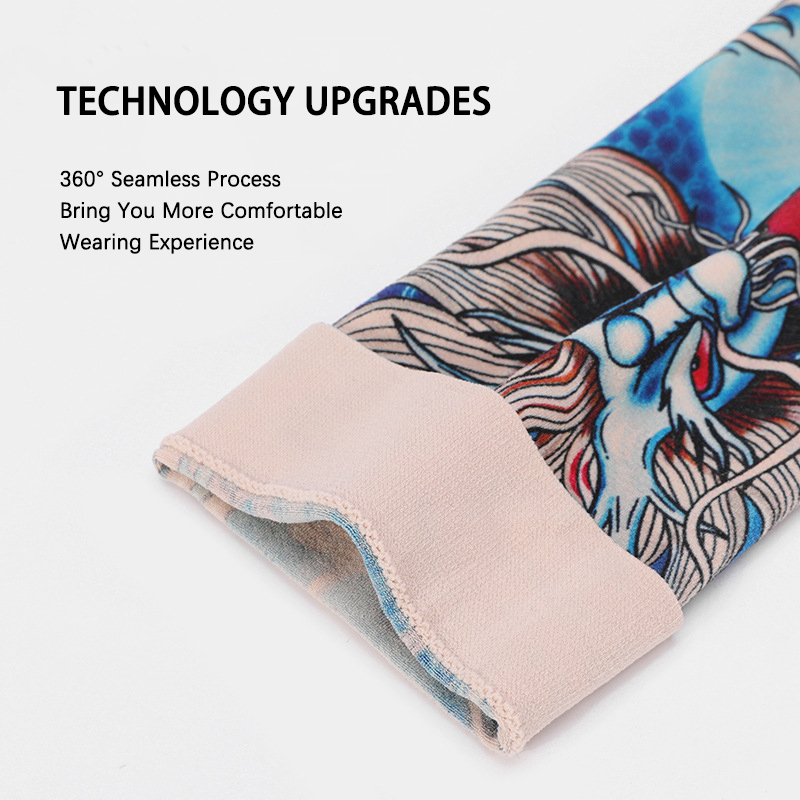 Summer Tattoo Sleeves Ice Silk - Cycling Arm Warmers 评论和价格